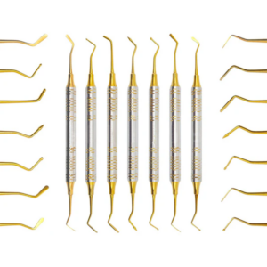 Dental Composite Glass Ionomer Amalgam Filling Instruments Kit (7 Golden Plasma Coated pcs)