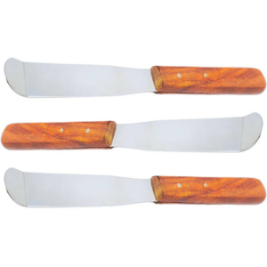 Dental Lab Spatula 8" Set of 3 Curved Tip For Better Control Lab Spatula Tools for Mixing Stone Plaster, Impression Material, Powders and Alginate Stainless Steel with Wooden Handle