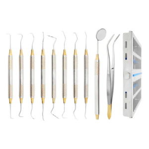 Set of 10 Dental Hygienist Instruments Tool Kit w/ Cassette | Prophylaxis & Professional Cleaning Set