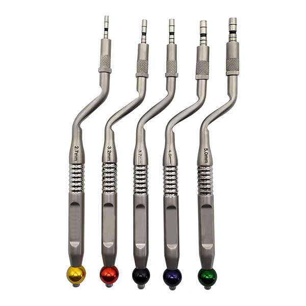 Osteotomes with Adjustable Screw and Concave Tip Set of 5 with Cassette